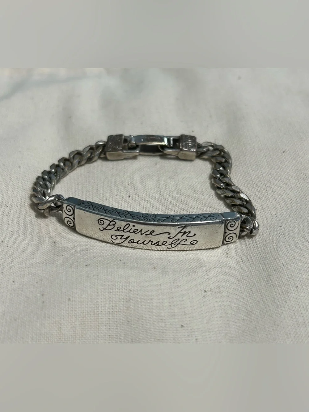 Brighton Silver-Tone 'Believe In Yourself' Engraved Bracelet